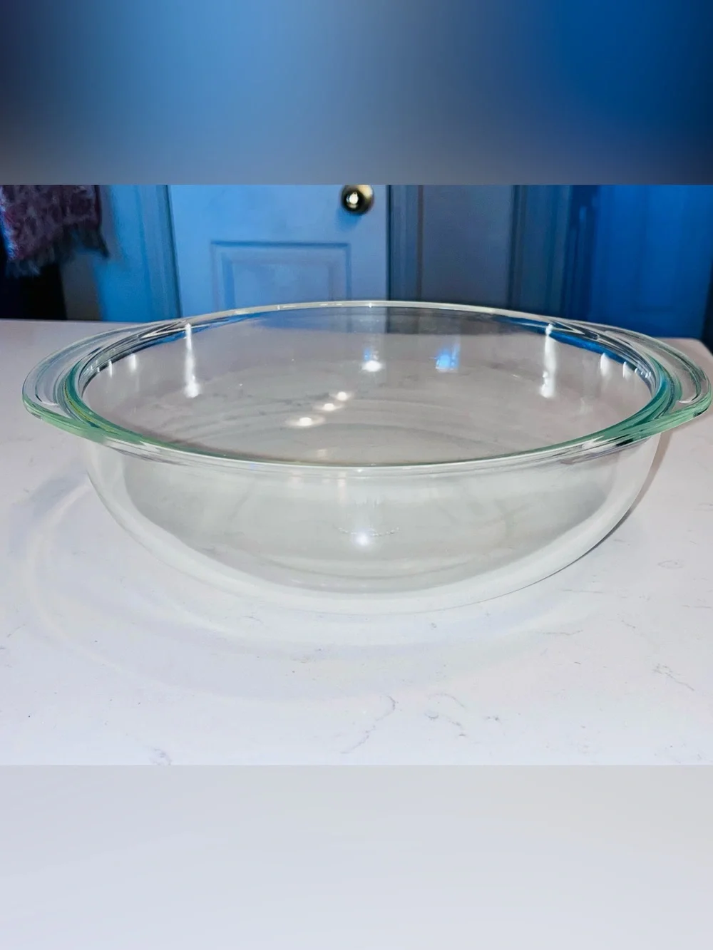 Vintage Pyrex #026 3qt clear casserole bowl with handles no lid 10”